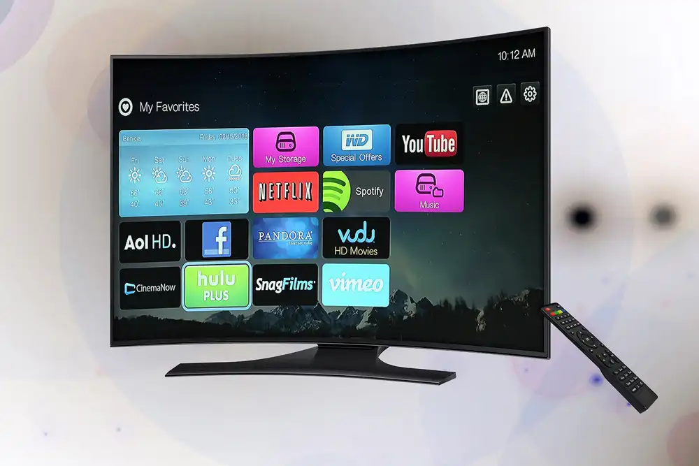 Uygulama kutucukları gösteren televizyon ekranı