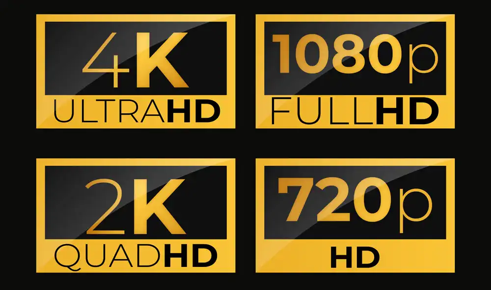 4K, 1080p, 2K ve 720p çözünürlük etiketleri
