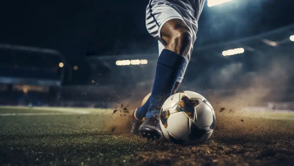 Futbol topu ve sahadaki oyuncu
