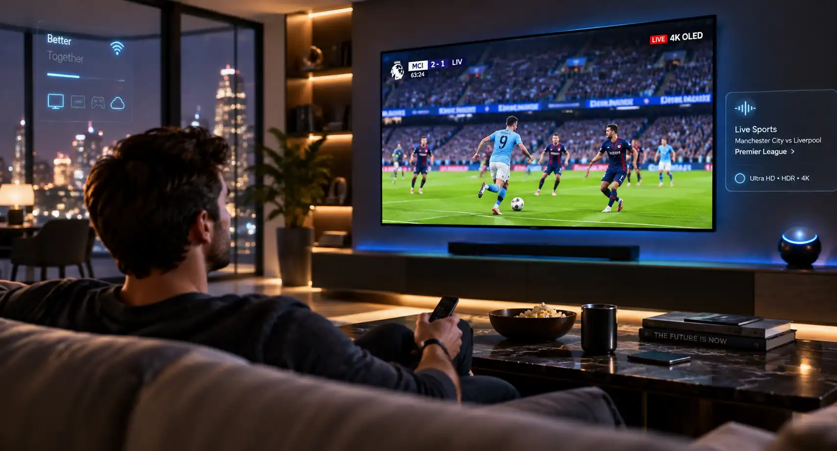 Televizyon ekranında futbol yayını